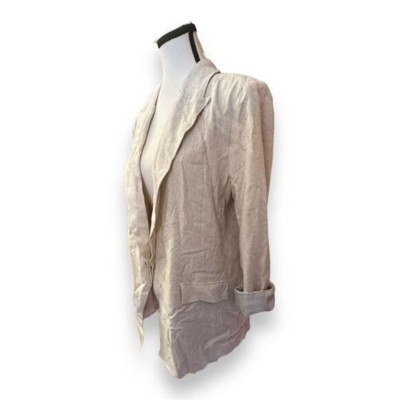 NWT Womens Medium Mustard Seed Unbleached Linen Viscose Blend Lined Blazer M - Picture 1 of 5